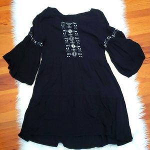 Mudd casual dress with bell sleeves and geometric stitching detail,  sz M